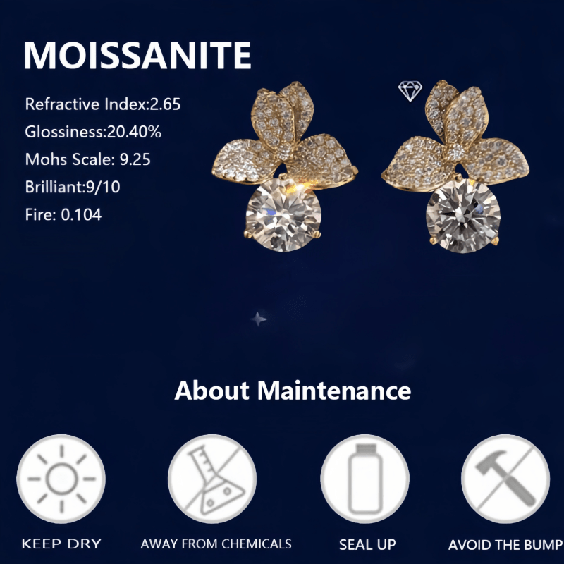 Women's 925 Silver Moissanite Stud Earrings, Vintage-Inspired